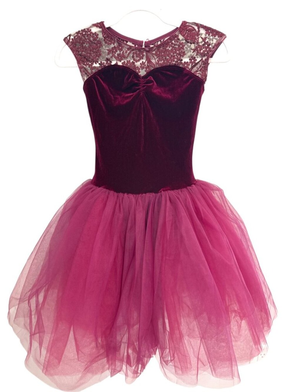 Revolution Dancewear Burgundy Velvet & Lace Lyrical Costume Dress SA